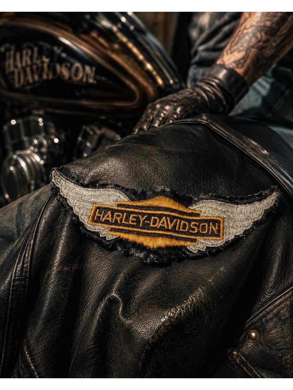 Rare Vintage 1970s Harley-Davidson Embroidered Winged Biker Patch - Gauze Back
